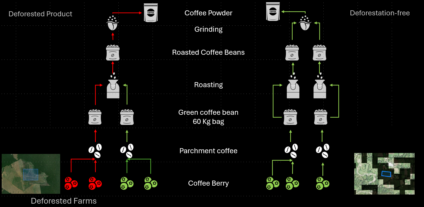 Deforested vs Deforestaion-free Coffee