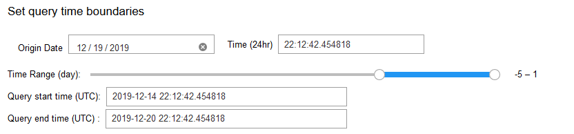 Query time setter Time span Widget