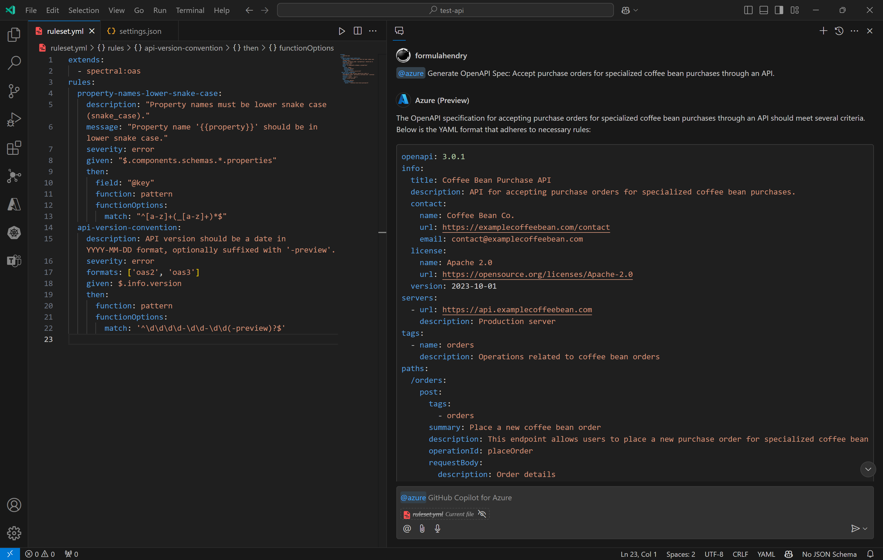 Github Copilot - Generate OpenAPI specification