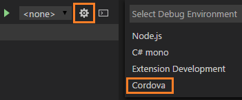Choose Cordova debugger