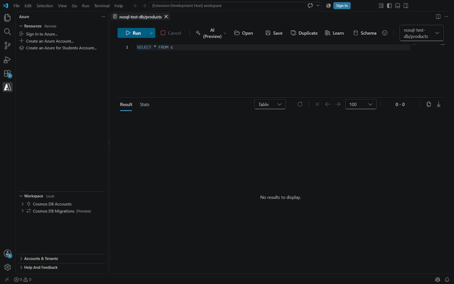 Azure Cosmos DB Extension