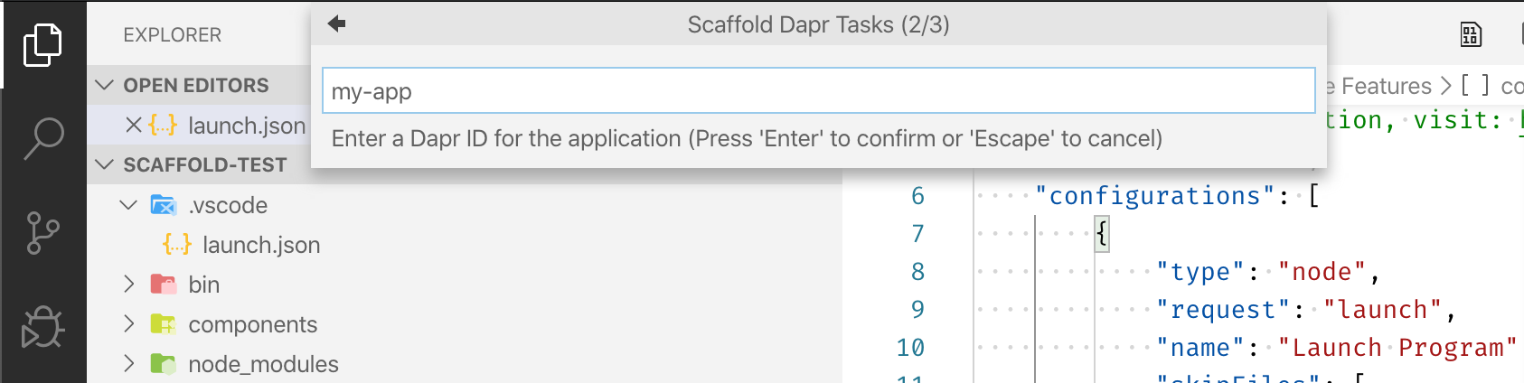 Scaffold Dapr Tasks