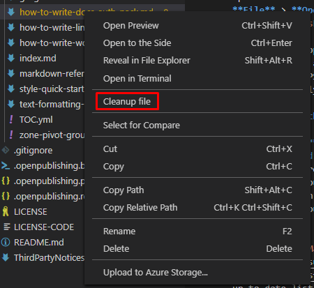 cleanup script context menu