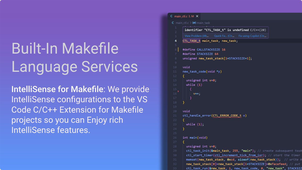 Built-In Makefile Language Services
