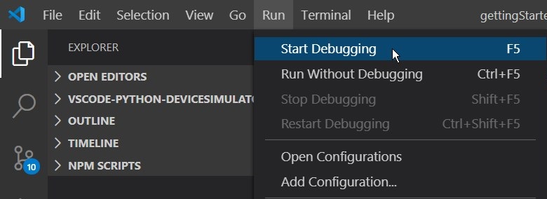 Start debugging