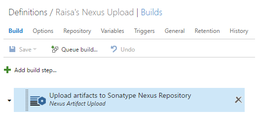 Sonatype Nexus Artifact Upload Build Task