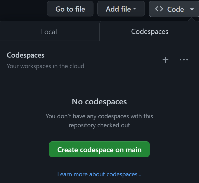 Codespace setup