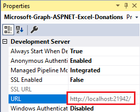 Screenshot of the Visual Studio Properties window
