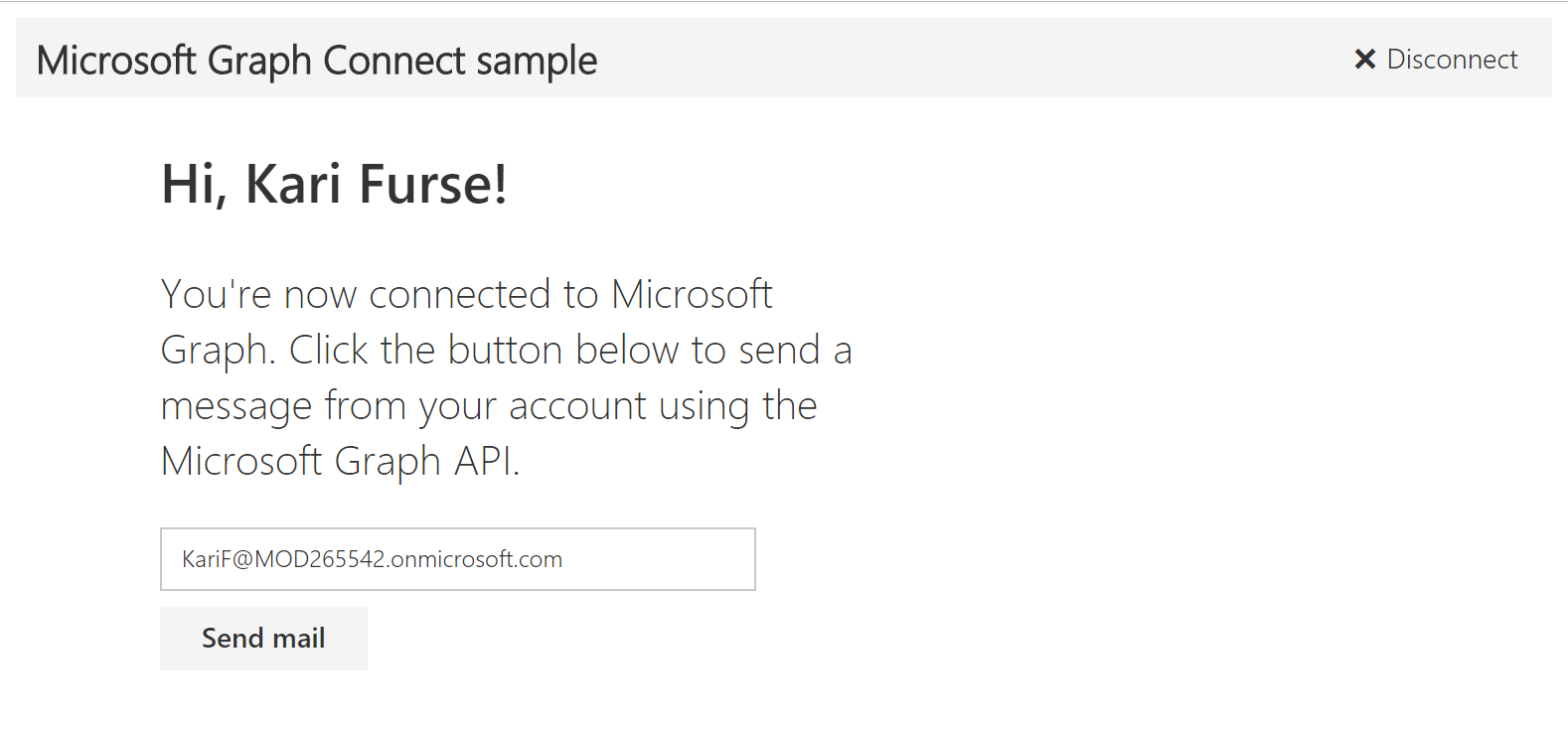 Microsoft Graph Connect Sample for Node.js screenshot