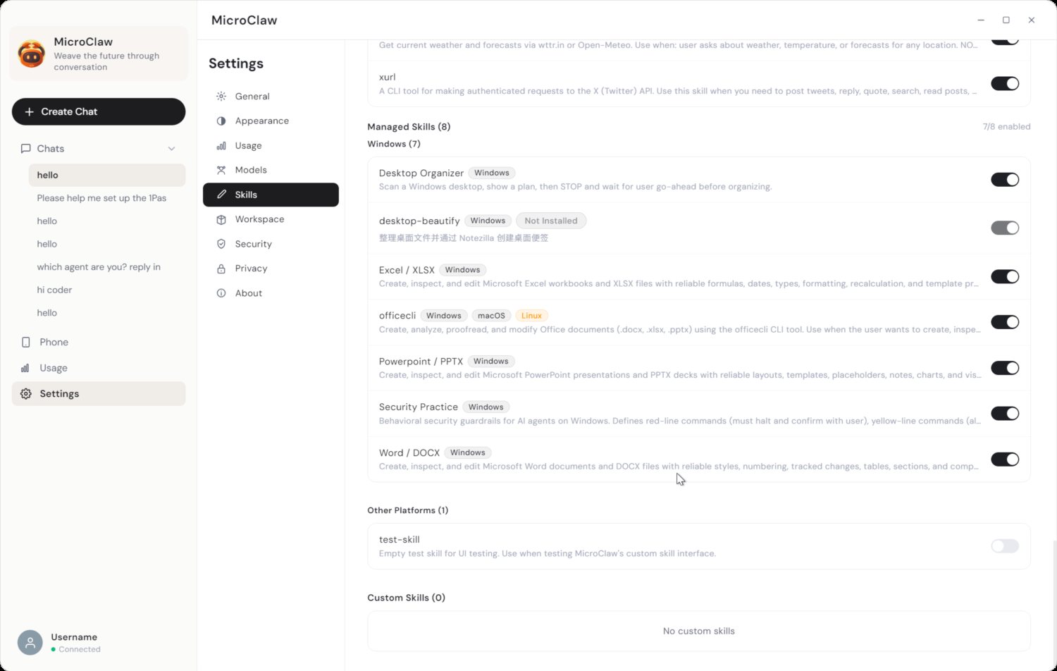 Skills page bottom