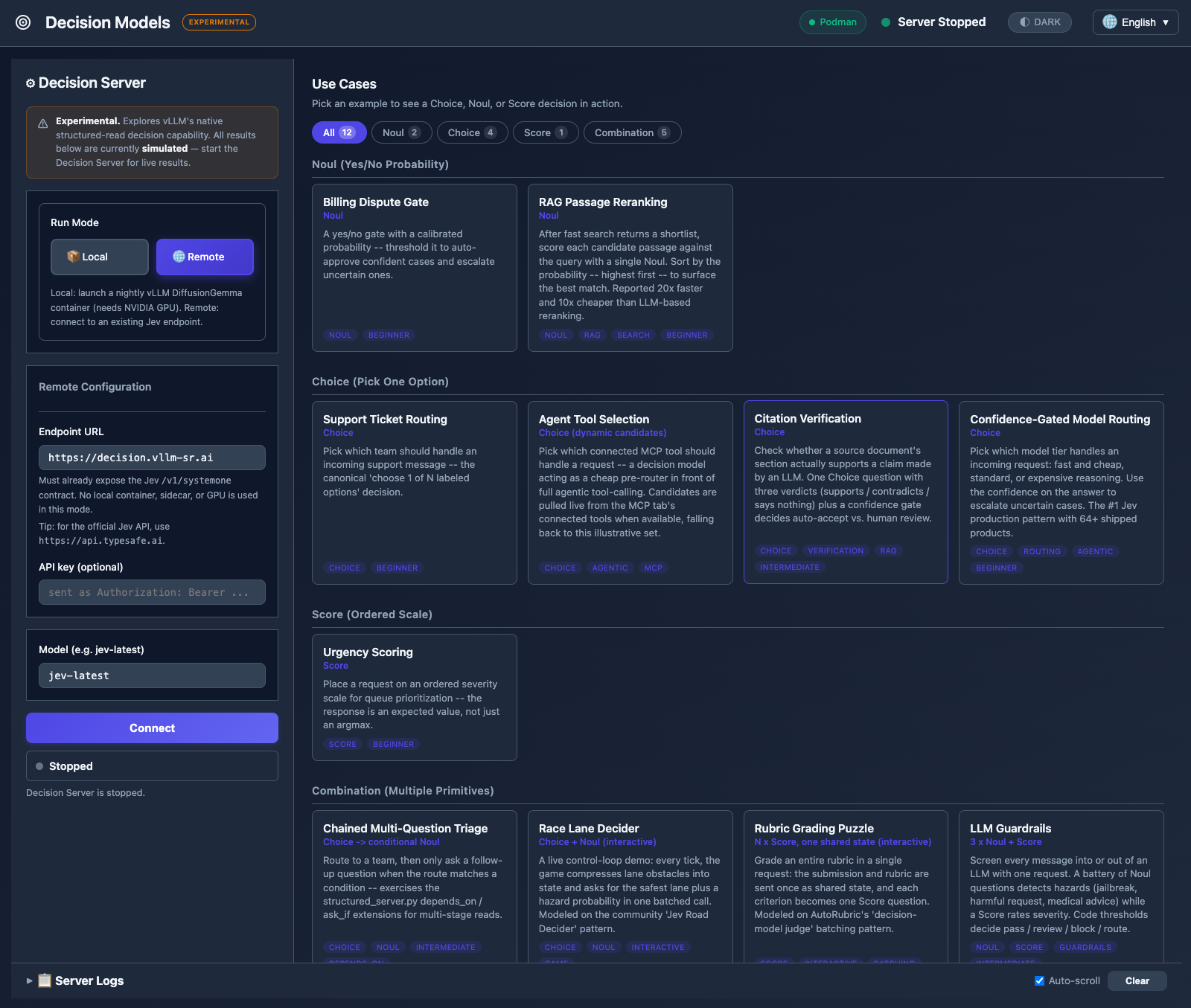 Decision Models tab