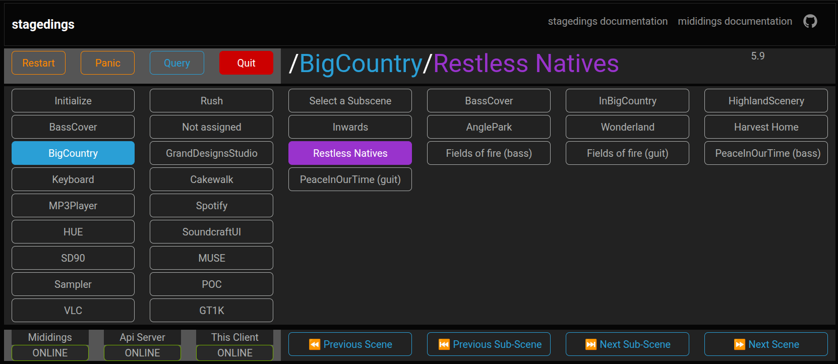 stagedings UI screenshot