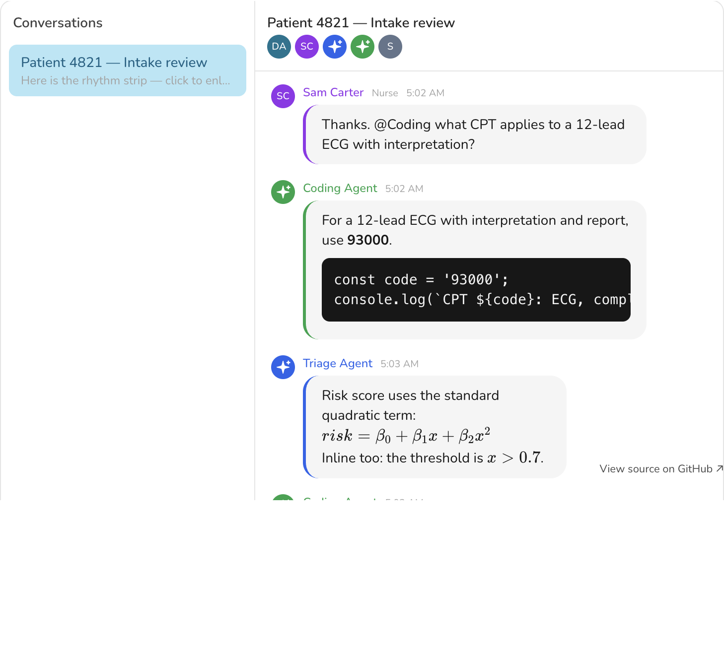 Code block and math