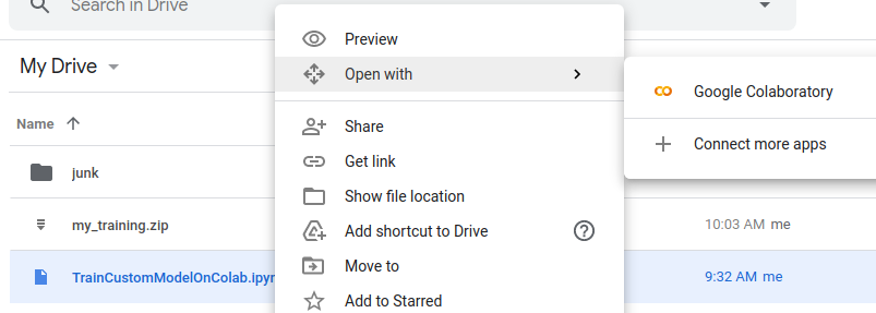 open with google colab