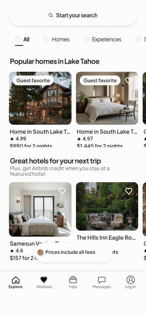 Airbnb UI walkthrough