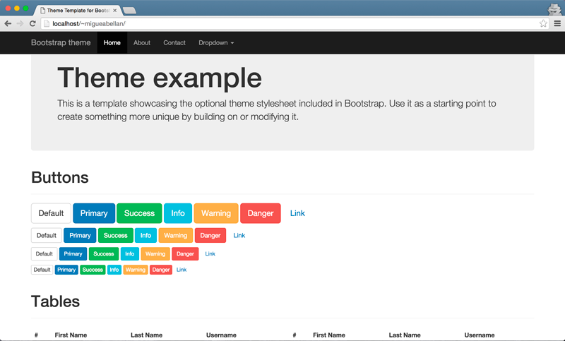 Screenshot: Theme Template for Bootstrap 3.3.6
