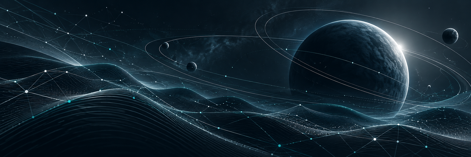 Abstract navy, silver and teal geometric banner