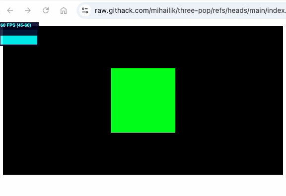 Live demo of rotating green cube