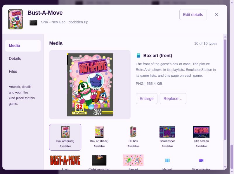 Bust-A-Move game overlay showing its media collection