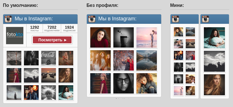 Внешний вид InWidget