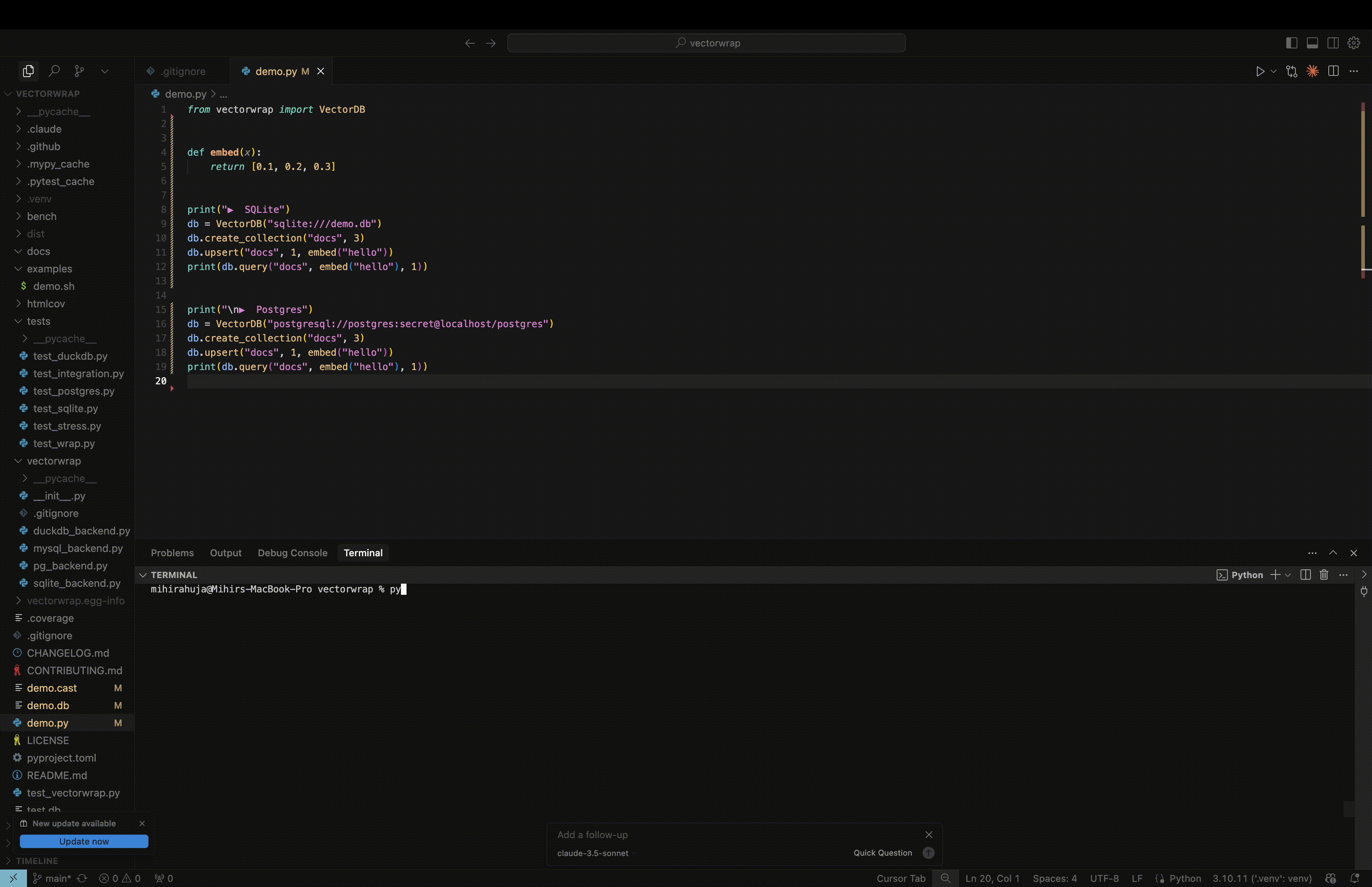 SQLite→Postgres swap demo