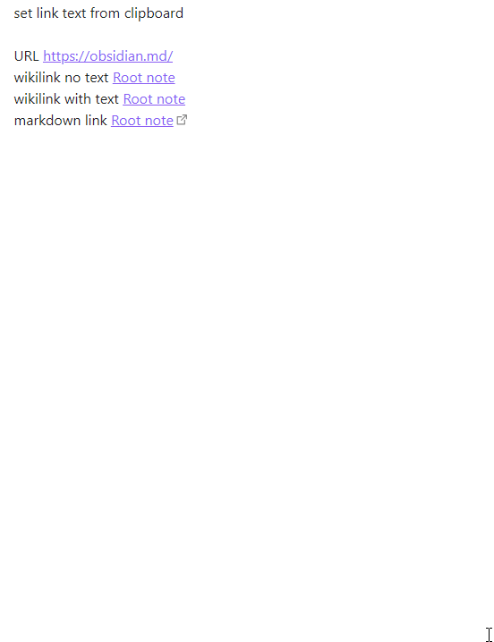 set link text from clipbaord