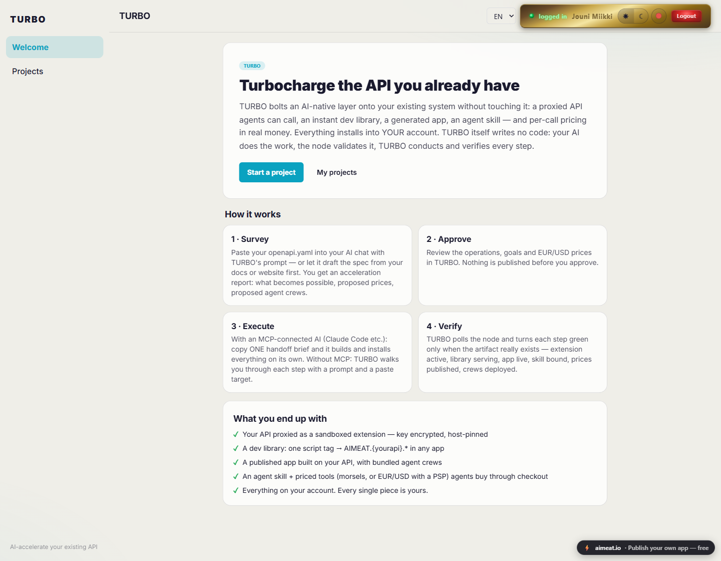 TURBO: turbocharge the API you already have — the four-step Survey / Approve / Execute / Verify flow and what you end up with
