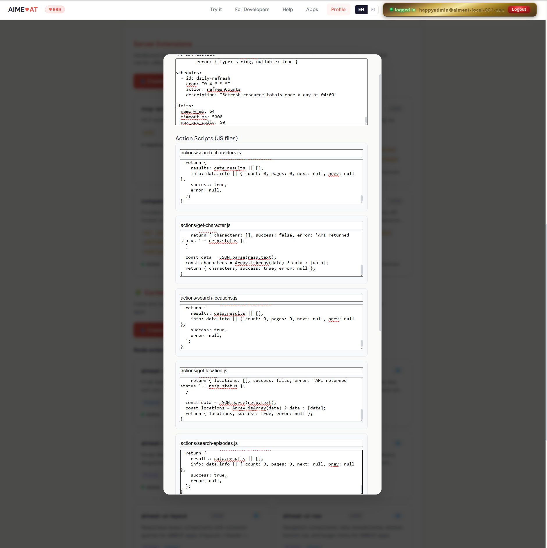 Extension code review in profile