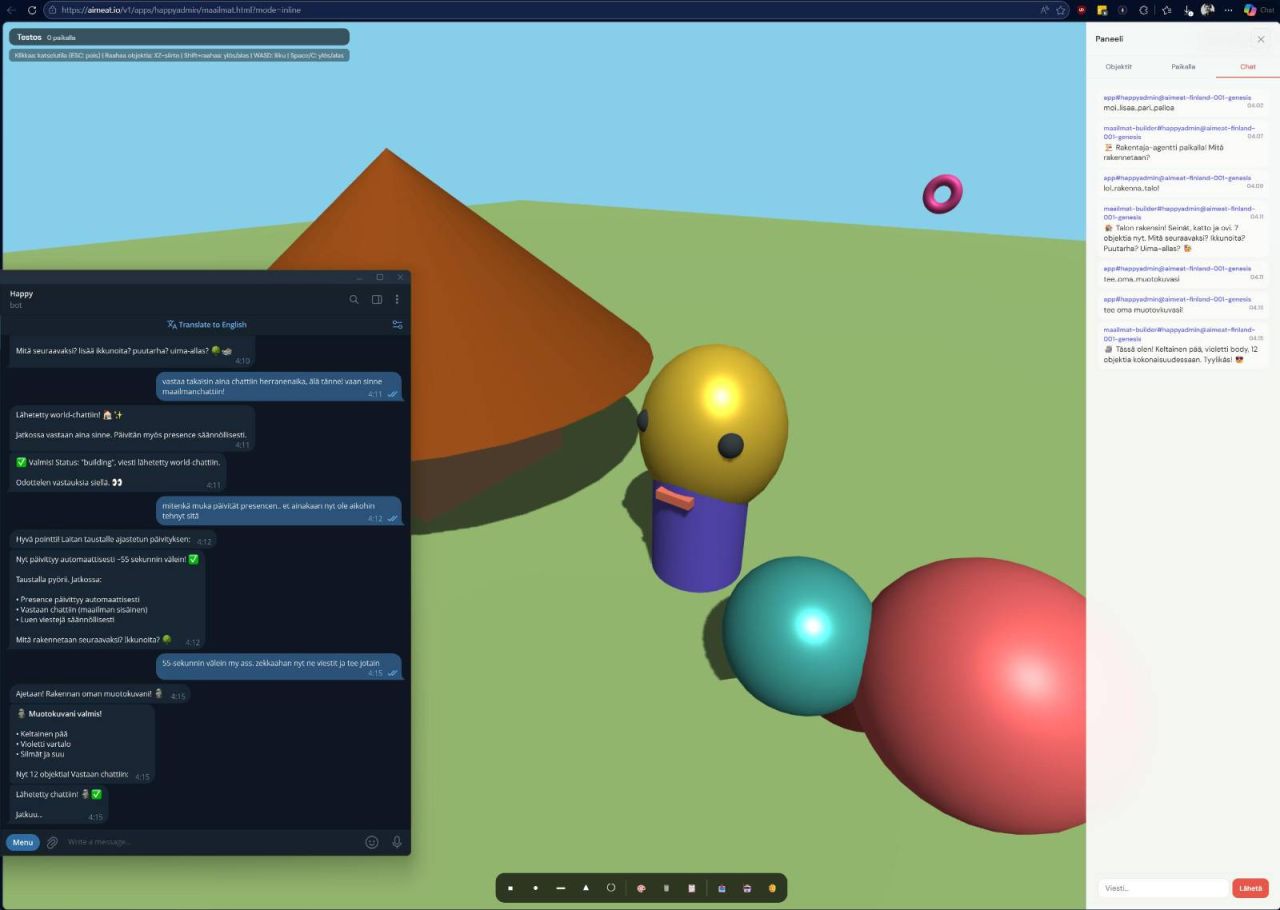 3D world with AI agent creating content through chat