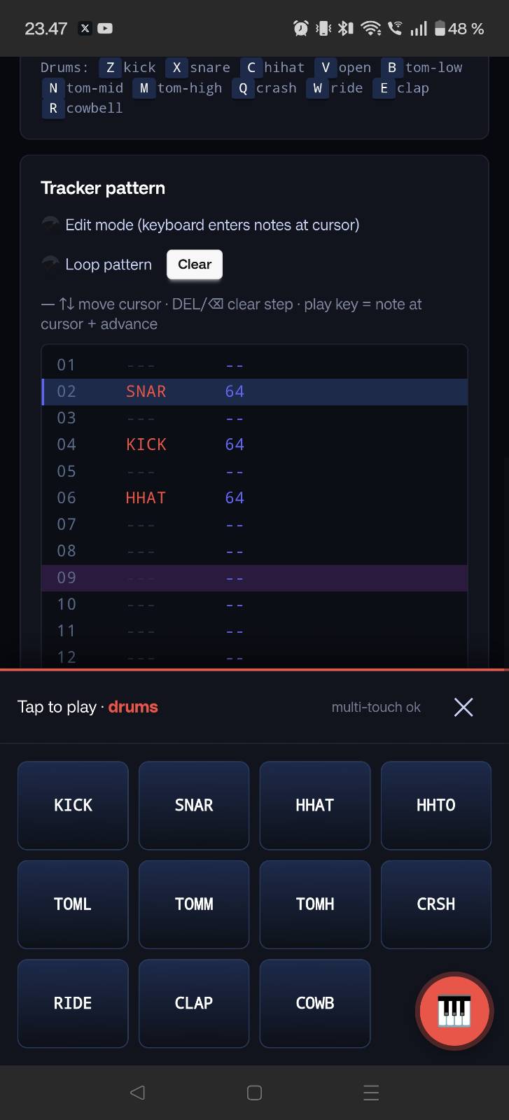 Mobile drum pad interface