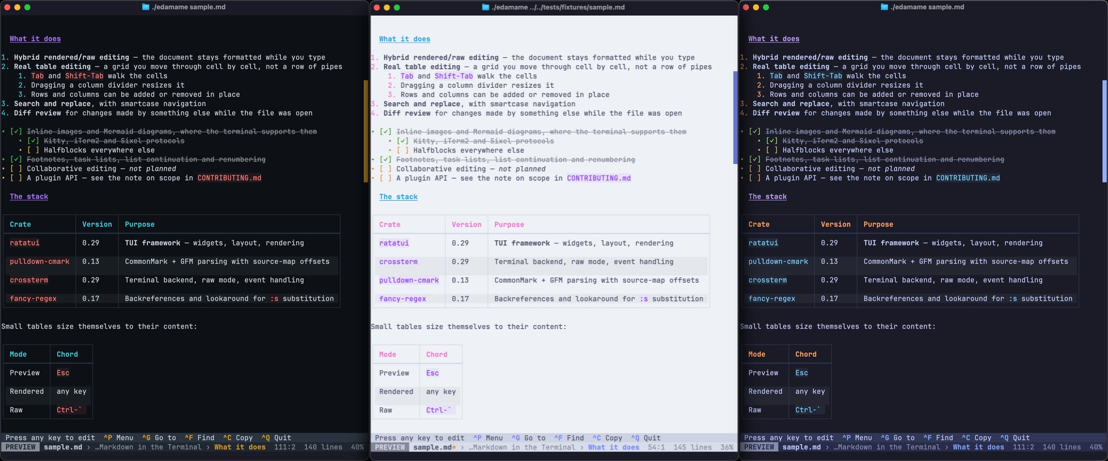 A grid of edamame's built-in themes