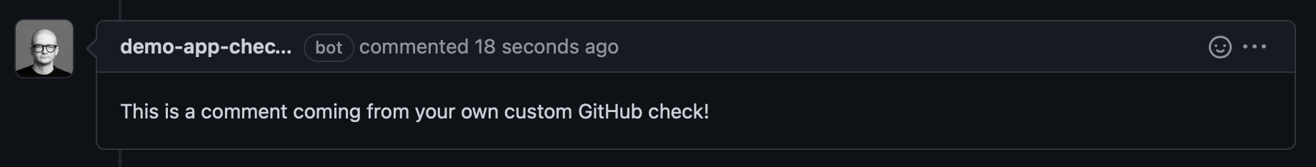 Demo GitHub Check message