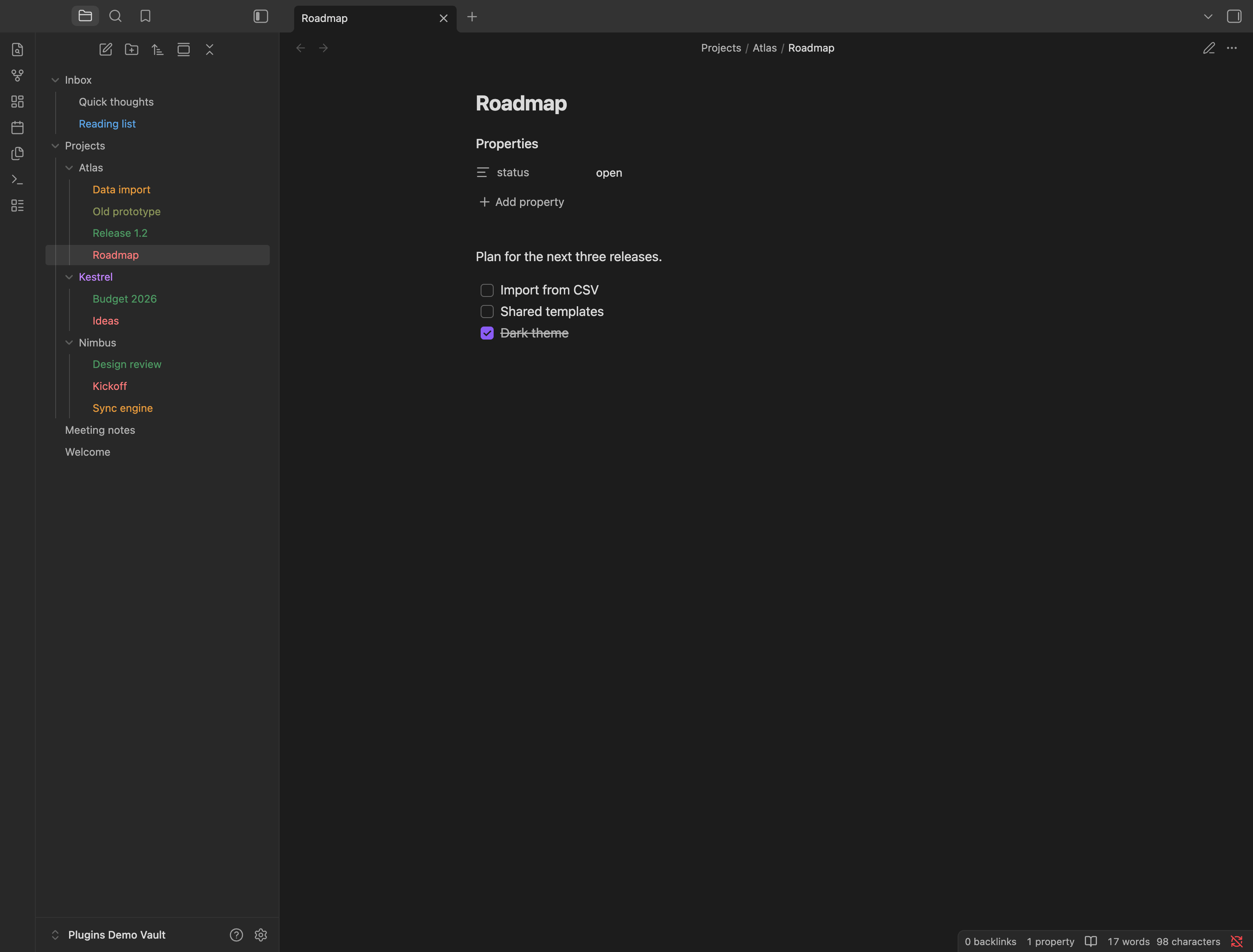 The same explorer in the dark theme