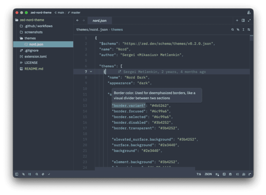 Nord Dark — editor with Nord palette