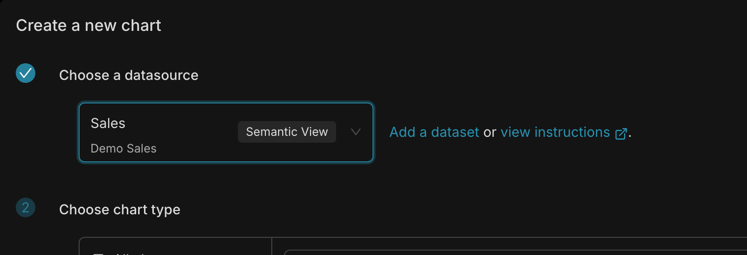 After: semantic view selected, dark