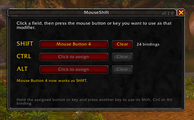 Mouse Button 4 assigned as Shift