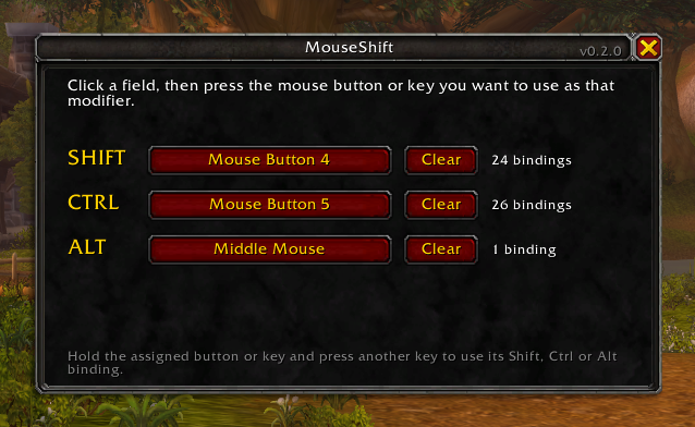 The MouseShift settings window