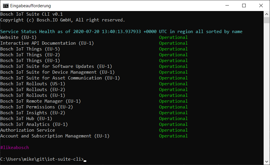 iot-suite-cli status