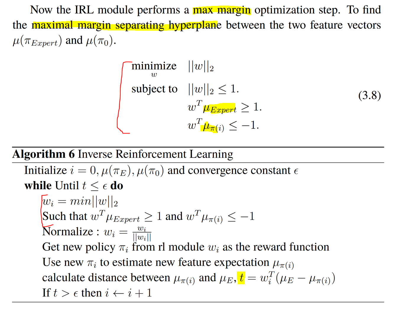 Example of max-margin IRL. Source.