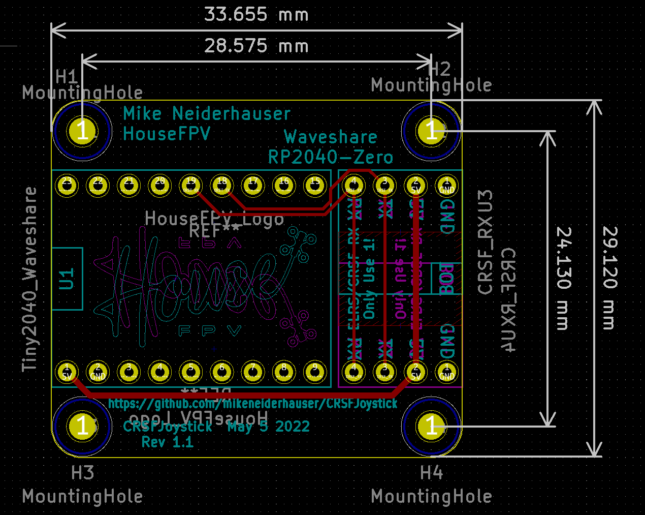 WaveShare RP2040-Zero BoardDimensions