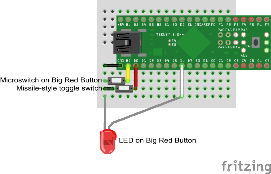 Big red button breadboard schematic