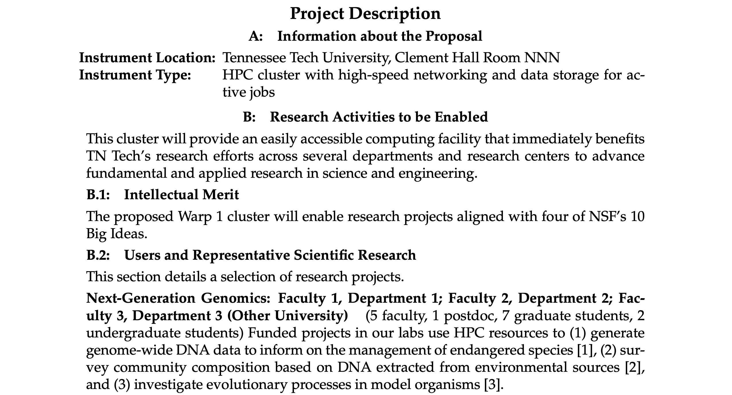 Sample Project Description page