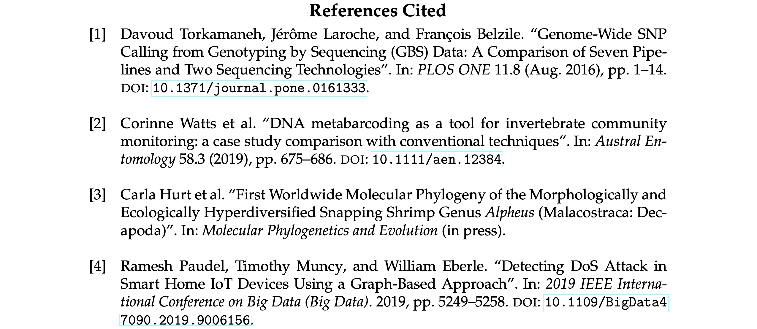 Sample Project References page