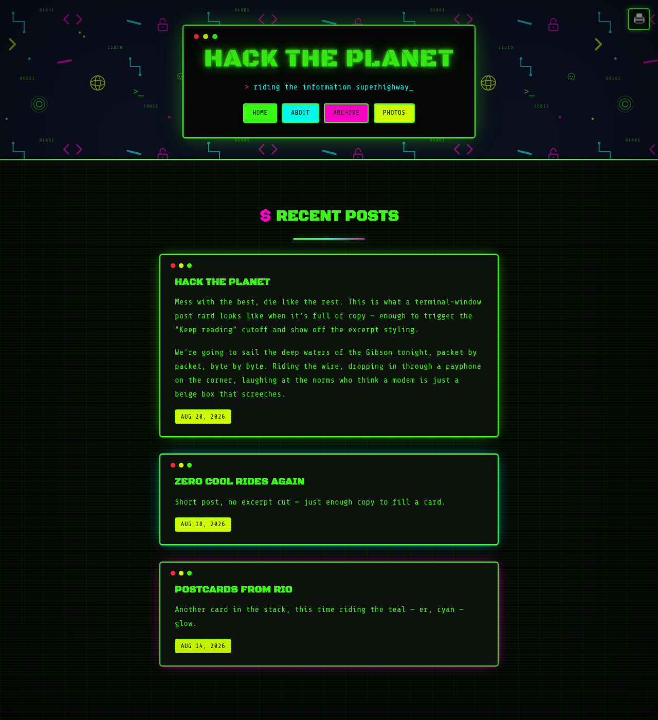 hacktheplanet 网站模板截图