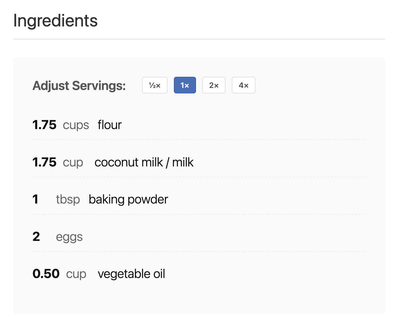Interactive Recipe Block in the editor