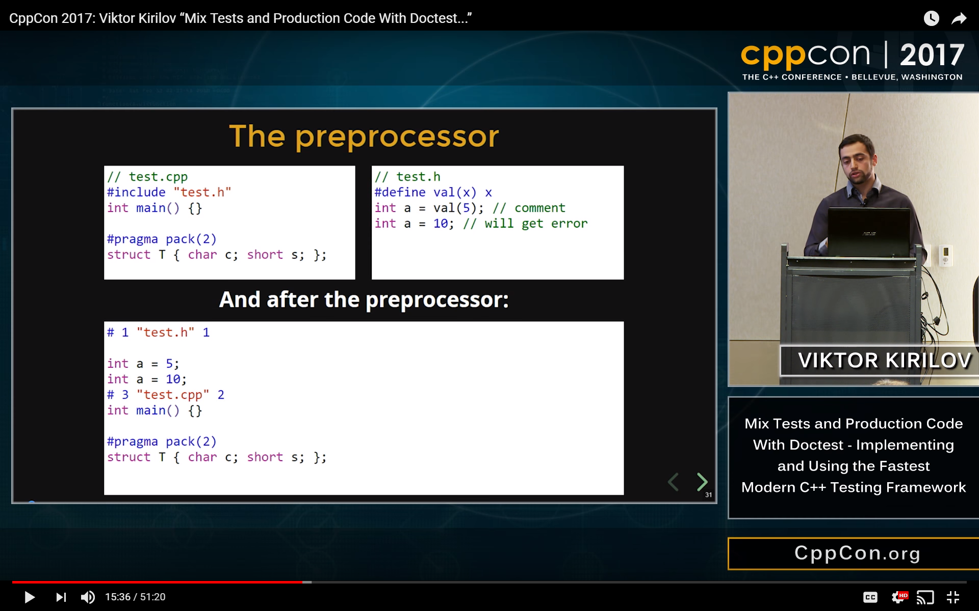 CppCon 2017 talk about doctest on youtube