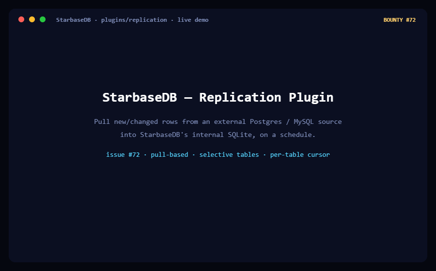 StarbaseDB replication demo