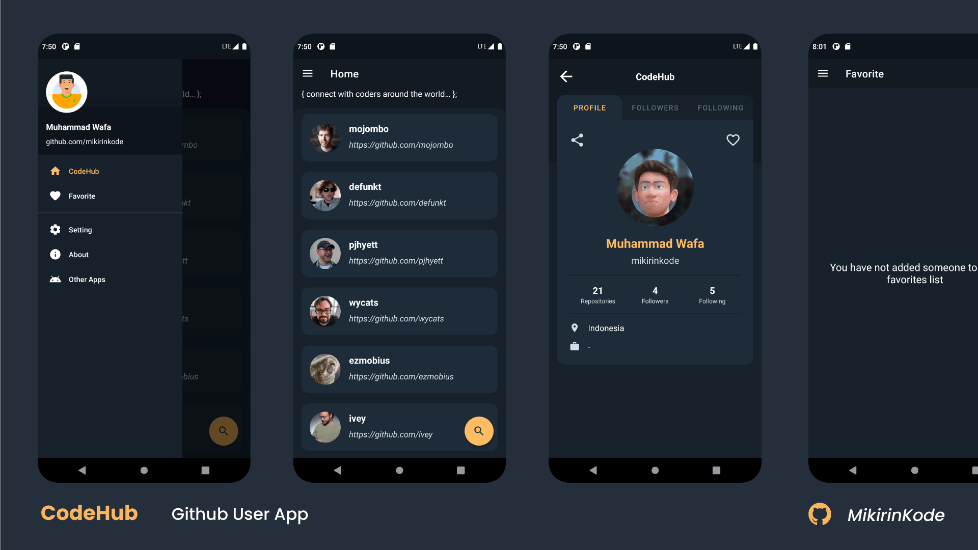 CodeHub Dark Theme Preview