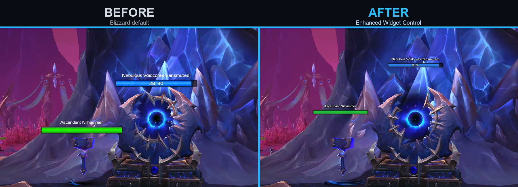 ElvUI default widgets compared with Enhanced Widget Control