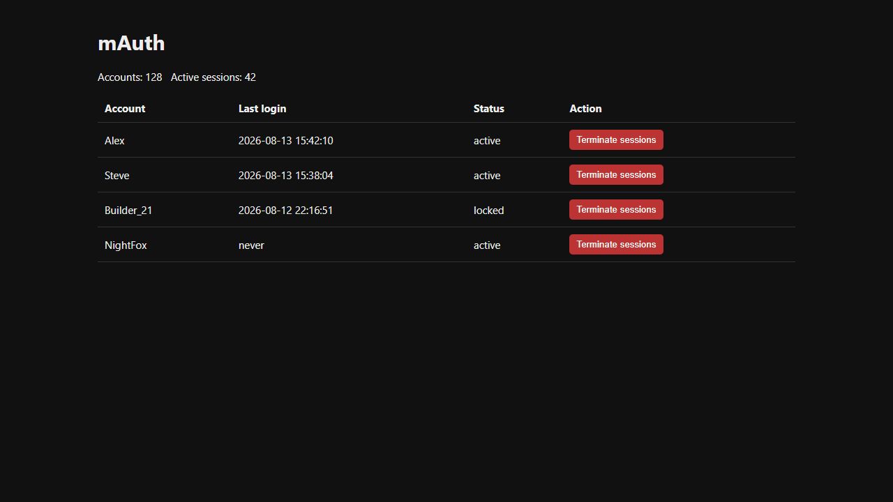 mAuth web panel